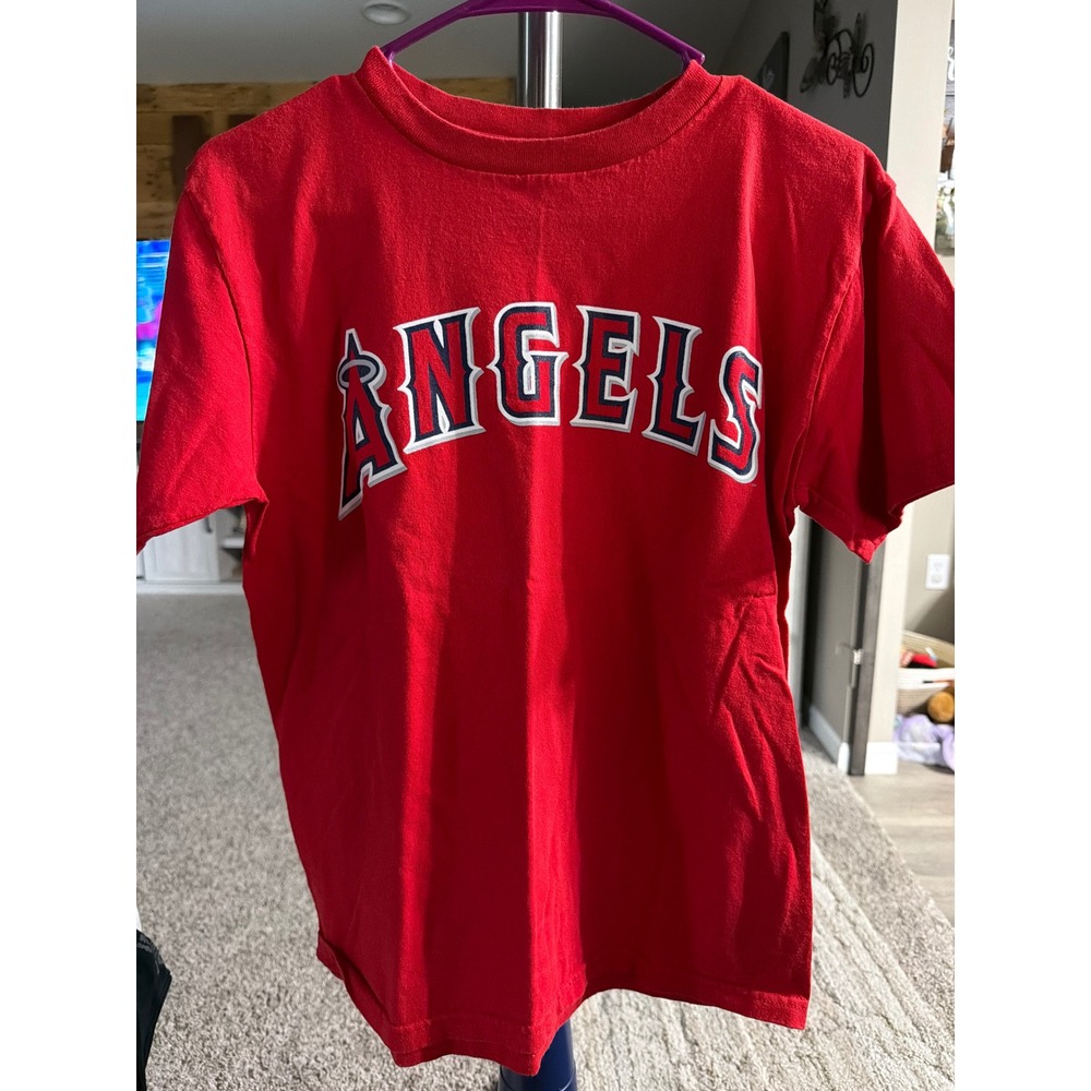 Majestic Los Angeles Angels Youth Red T-Shirt Large L Columbia Insurance Group
